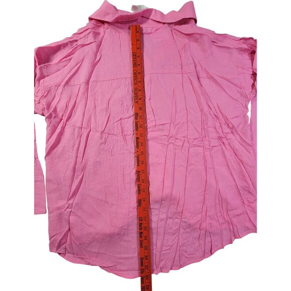 GeeGee Ultra Soft Lightweight Button Up Long Sleeve Top Pink Shirt Womens M New - Picture 8 of 9
